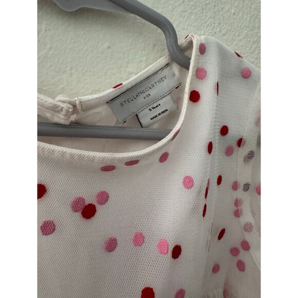 Stella McCartney Girls' Dot Print Long Sleeve Tulle Dress, size 5, pink polkadot - Picture 3 of 7